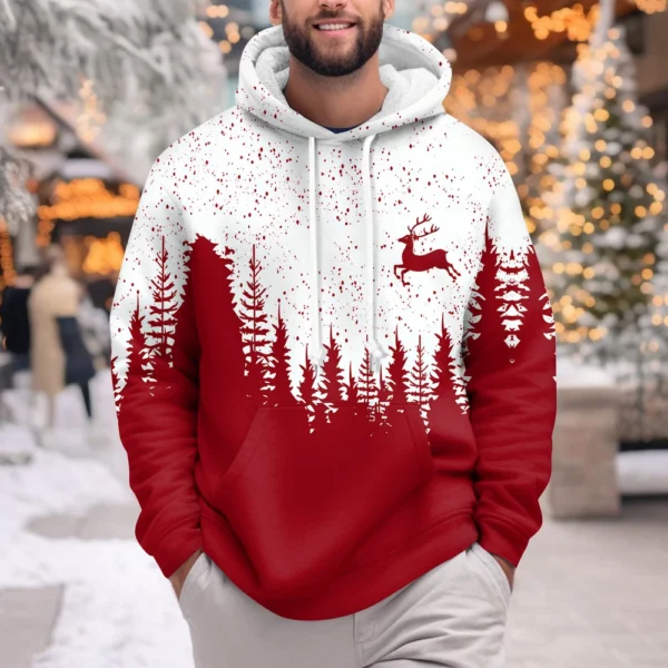 Men's Print Plush Warm Coat Fleece Sweater Casual Coat Pocket Sweater Winter - Image 28