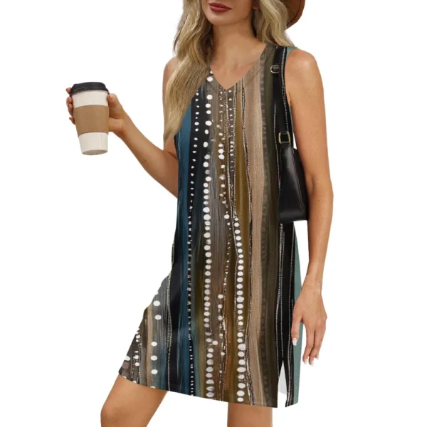 Women's V-neck Summer Casual Beach Vacation Women's Sleeveless Vintage Print - Image 32