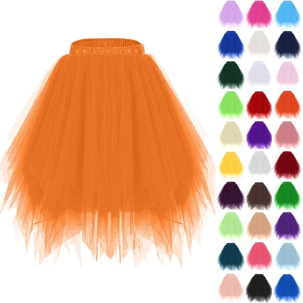 Women's Fashion Solid Color Half Skirt Party Ballet Puff Skirt Mesh Skirt