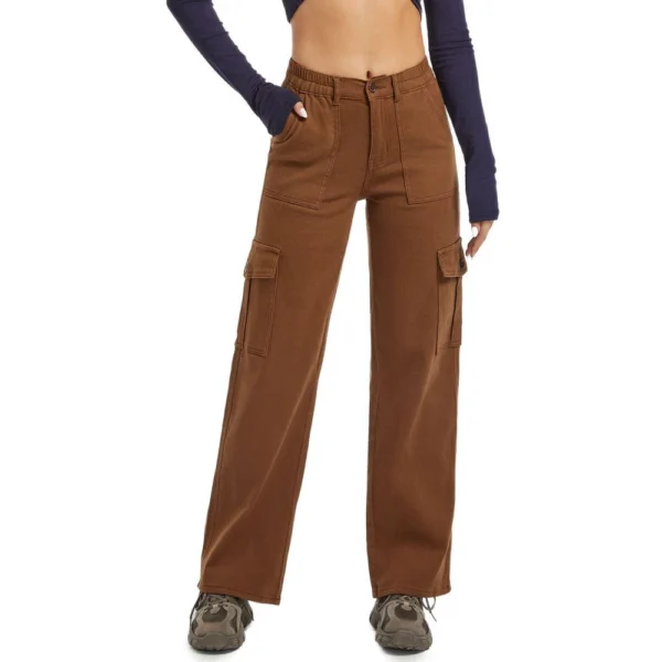 Blue Flower Pocket Plus Size Wide Leg Pants For Women Jeans - Image 10