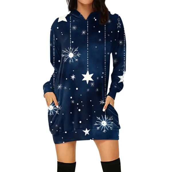 Ladies' Loose Casual Pocket Long Sleeved Hoodie Christmas Printed Sweatshirt - Image 20