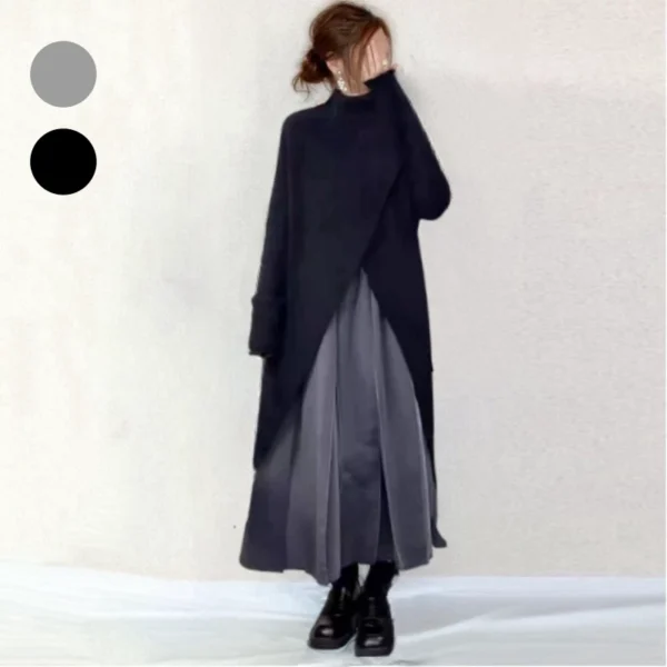 Split knit mid-length sweater for women - Image 2