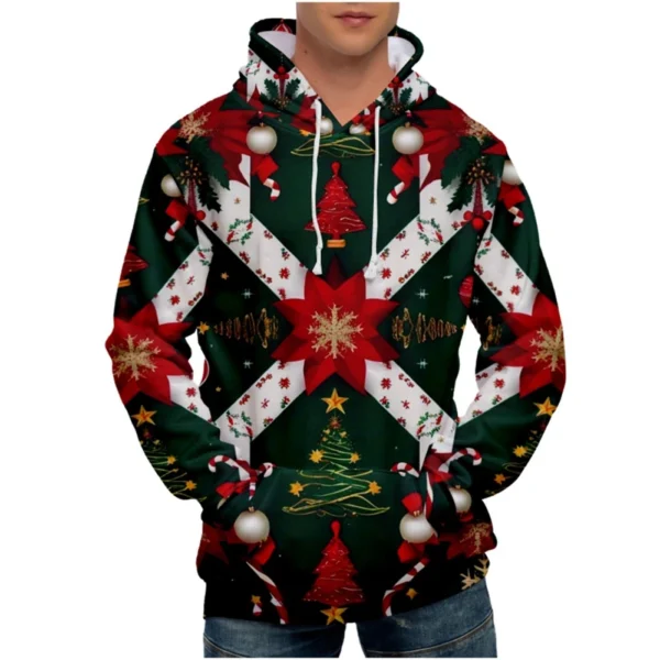 Men's Loose Printed Hooded Sweatshirt Men's Casual Fashion Sports Sweatshirt - Image 9