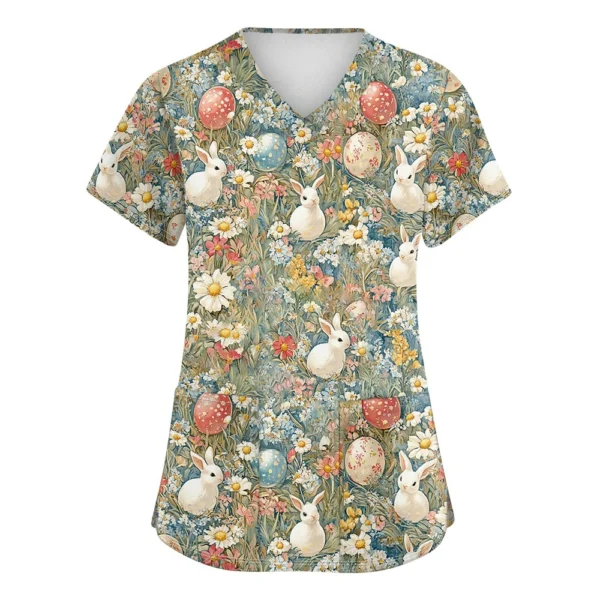 Women's Daily Fashion Casual Short Sleeved Round Neck Printed Loose T-Shirt - Image 5