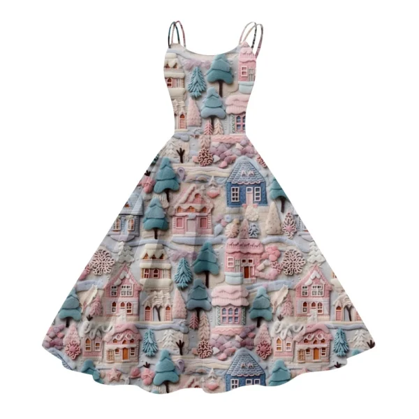 Women's Fashion Christmas Printed Sexy Strapless Gothic Cocktail Dress Punk, - Image 23