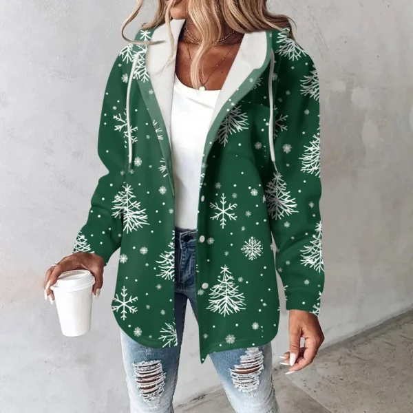 Women's Coat Casual And Fashionable Composite Thick And Warm Printed Hooded - Image 13