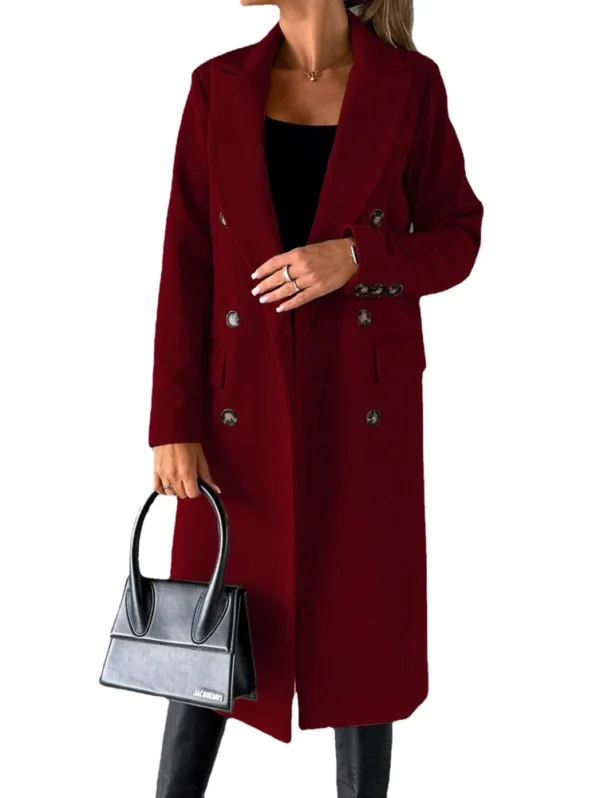 Women's long-sleeved lapel solid color slim-fit coat coat - Image 13