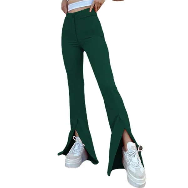 Split-cut personalized solid color flared pants - Image 4