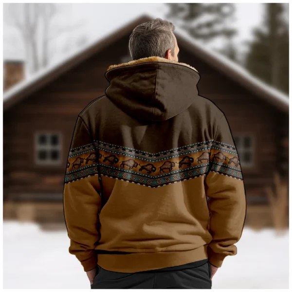 Men's Winter Print Jacket Men's Casual Trend Zipper Hooded Jacket - Image 11