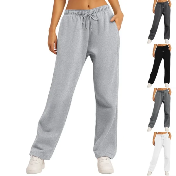 Women's Drawstring Track Pants Lined Pockets Ladies Wide Leg Sweatpants US