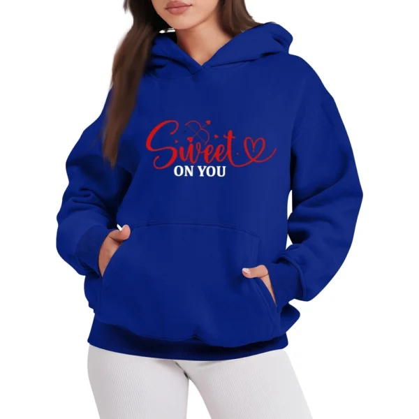 SWEET ON YOU Women's Fashion Casual Pullover Hoodie Valentine's Day Printed - Image 17