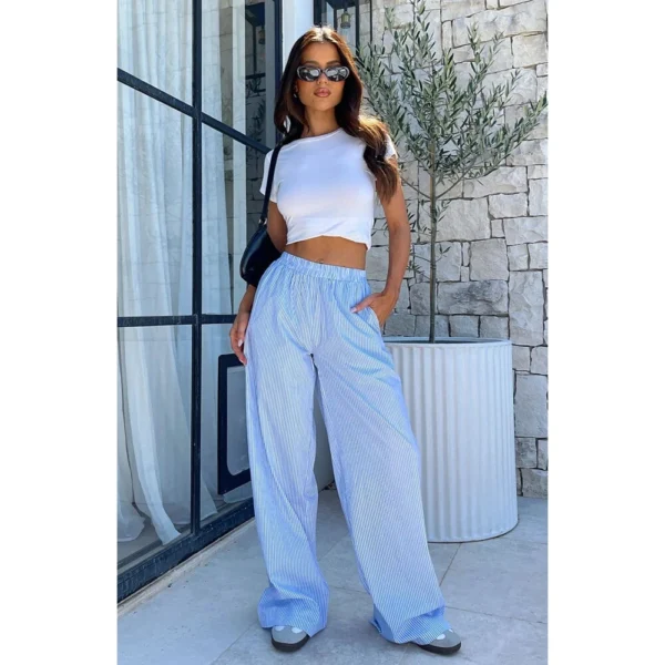 Women's Striped Wide Leg Pants Casual Pants - Image 6