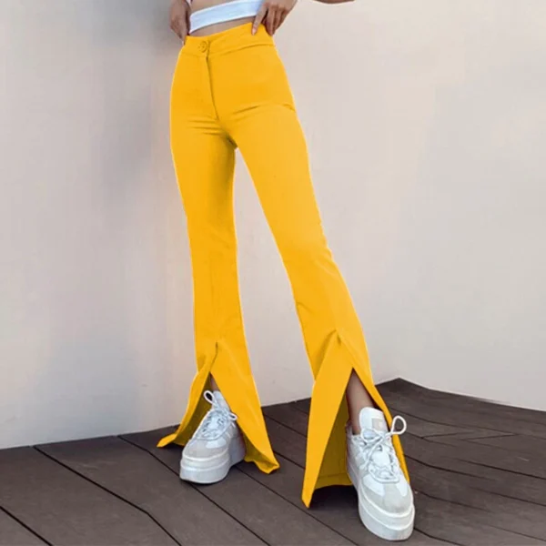 Split-cut personalized solid color flared pants - Image 16