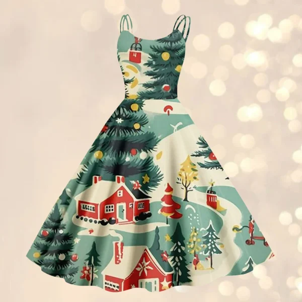 Women's Gothic Cocktail Strapless Christmas Printed Punk Sexy Dress Fashion - Image 28