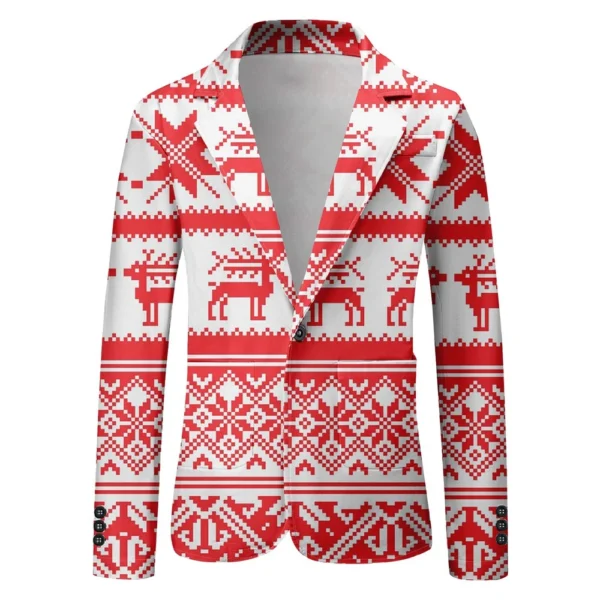 Unisex Winter Christmas Prints Suit Jackets Unisex Casual Fashion Button Jackets - Image 3