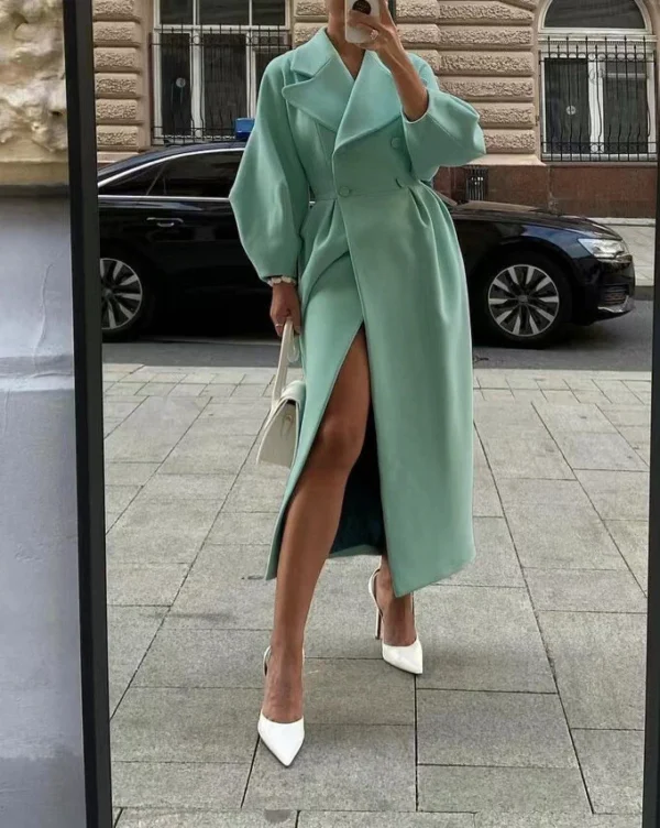 Women's lapel woolen jacket - Image 17