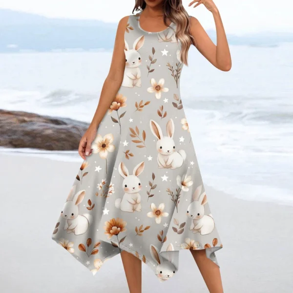 Women's Easter Sundresses Casual Printed Dresses Fashion Summer Loose Dress - Image 12