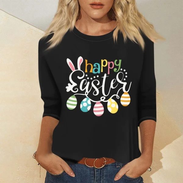 Women's Basic Printed Tops Plus Size 3/4 Sleeve Fashion Easter Casual Pullover - Image 13