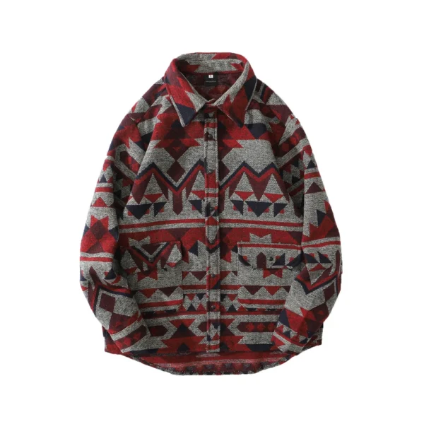 Retro Ethnic Long Sleeved Shirt Men'S Street Loose Fashion Jacket - Image 26