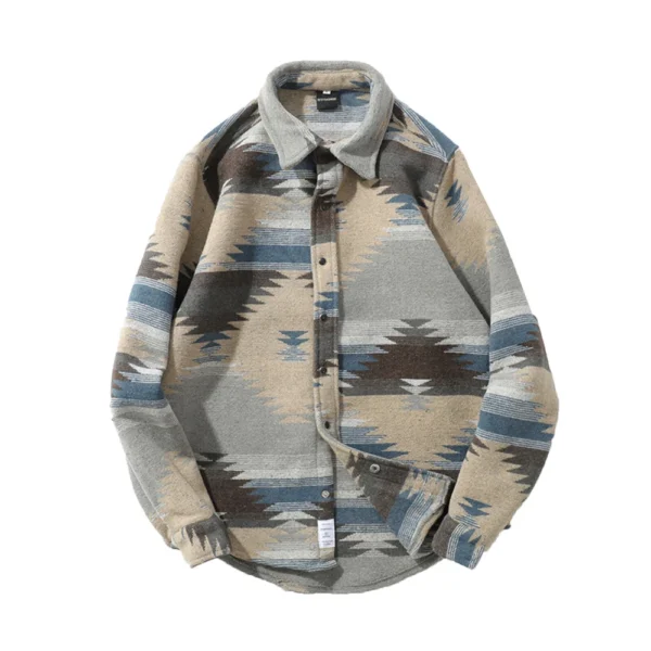 Retro Ethnic Long Sleeved Shirt Men'S Street Loose Fashion Jacket - Image 14