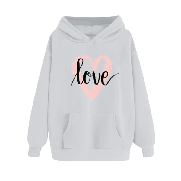 LOVE Women's Fashion Casual Pullover Hoodie Valentine's Day Printed - Image 11