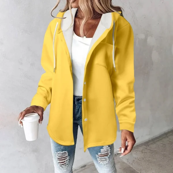 Fleece Hoodies For Women Warm Print Sweatshirt Button Lined Drawstring Hooded - Image 55