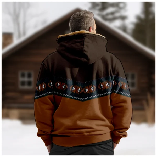 Men's Winter Print Jacket Men's Casual Trend Zipper Hooded Jacket - Image 12