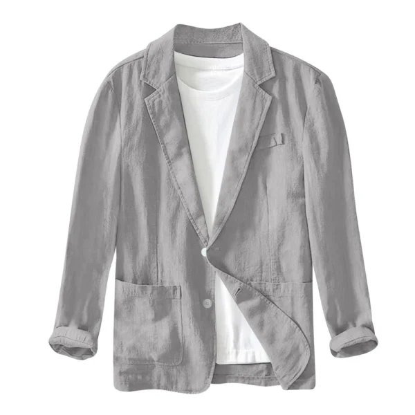 Men's Casual Fashion Jacket Solid Color Long Sleeve Jacket With Pockets - Image 5