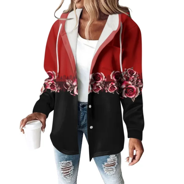 Women's Coat Casual And Fashionable Composite Thick And Warm Printed Hooded - Image 2