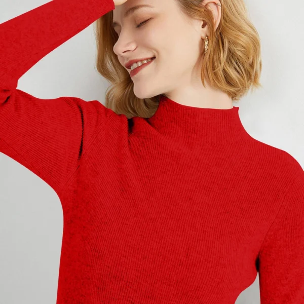 2024 Women's Sweaters Half Turtleneck Thin Long Sleeve Causal Pullover Sweater - Image 23