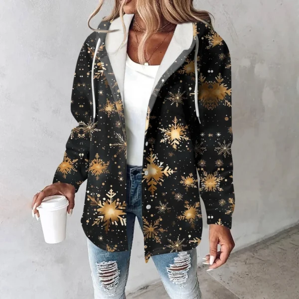 Women's Coat Casual And Fashionable Composite Thick And Warm Printed Hooded - Image 16