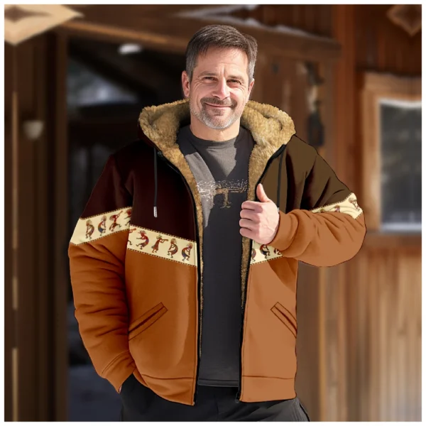 Men's Winter Print Jacket Men's Casual Trend Zipper Hooded Jacket - Image 28