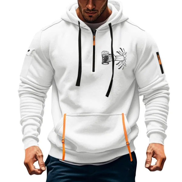 Men's Printed Sweatshirt Hoodie Zipper Arm Pocket Cardigan Men's Sports Large - Image 34