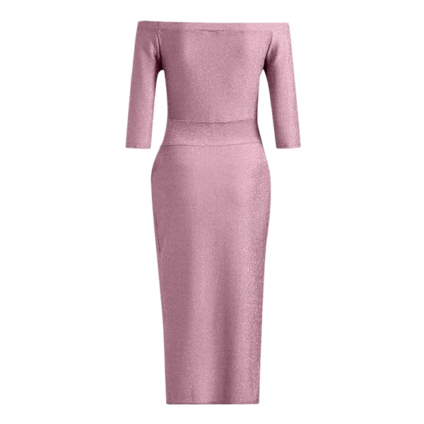 Women's Fashion Sexy Strapless High Slit Tight Dress Half Sleeve Dress - Image 3