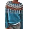 Women's Fashionable Casual Printed Round Neck Pullover Loose Long Sleeved - Image 35