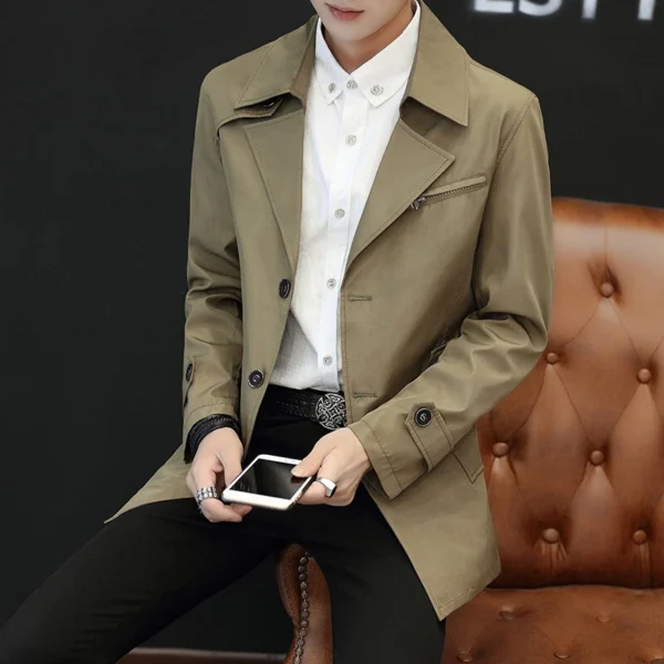 Slim-fit men's mid-length lapel jacket - Image 18