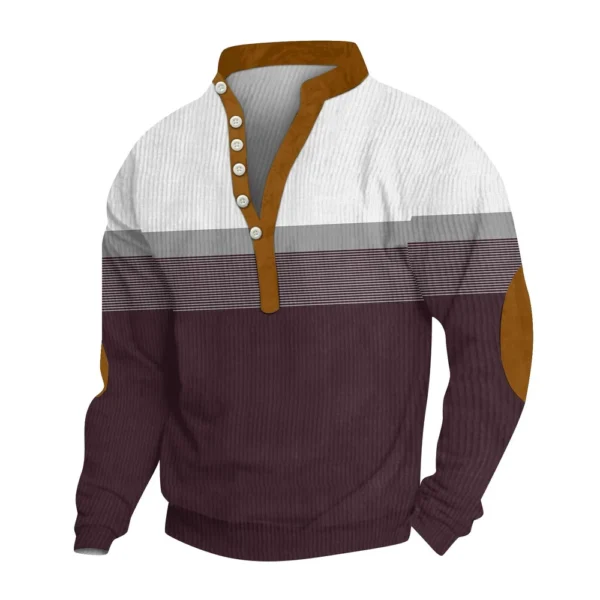 Men's Corduroy Cardigan 6-button Long-sleeved Sweatshirt - Image 32