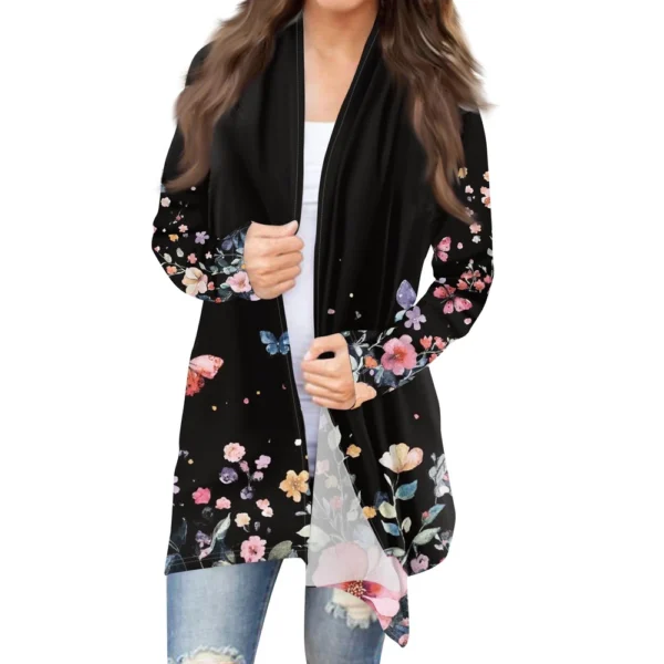 Women's Fashion Casual Vintage Floral Printed Mid-Length Cardigan Jacket - Image 25