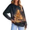 Women's Casual Fashion Comfortable Raglan Sleeve V-Neck Christmas Print - Image 32
