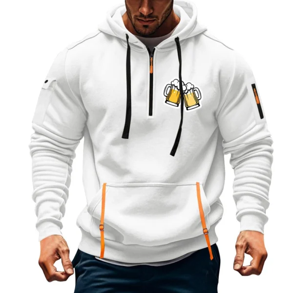 Men's Printed Sweatshirt Hoodie Zipper Arm Pocket Cardigan Men's Sports Large - Image 34