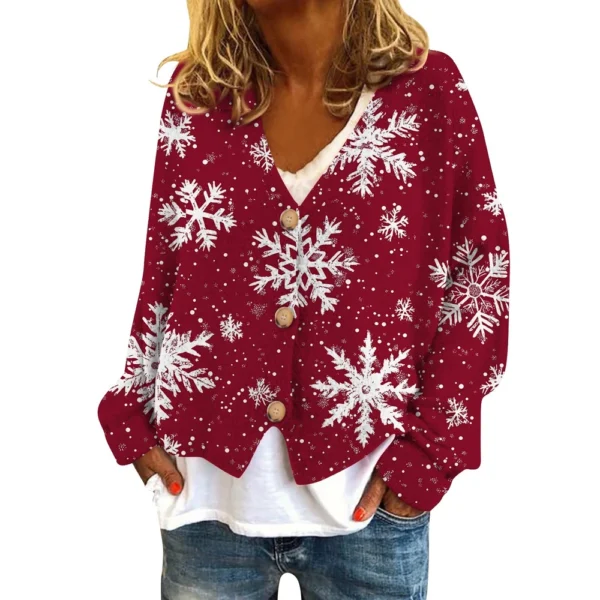 Women's Fashion Short Coat Casual Long Sleeve Printed Single Breasted Plush Top - Image 10