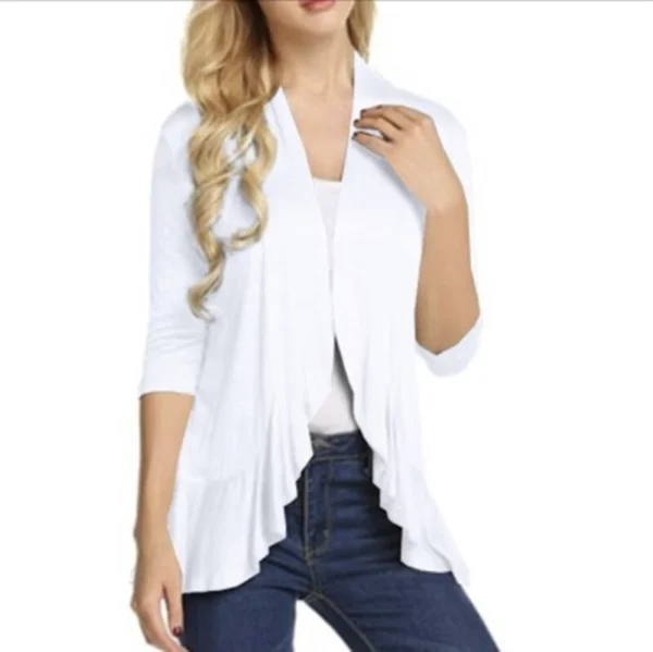 Women's solid color cardigan top - Image 11