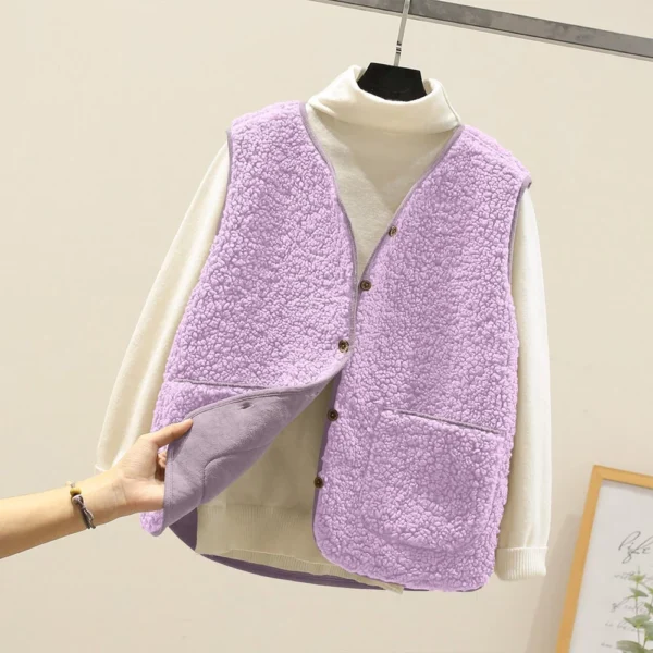 Women's Fashion Casual Loose Lamb Wool Female Short   Winter  Vest - Image 28