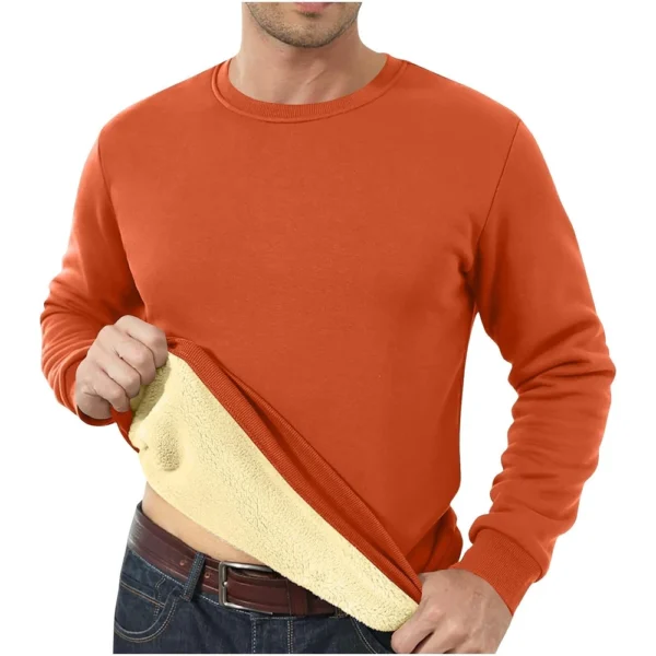 Men's Long Sleeve Fleece Casual Fuzzy Crewneck Pullover Warm Winter Sweatshirts - Image 30