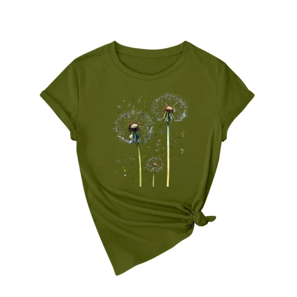 Women's Loose Daily Casual Round Neck Short Sleeved Fashion Printed T-Shirt - Image 14