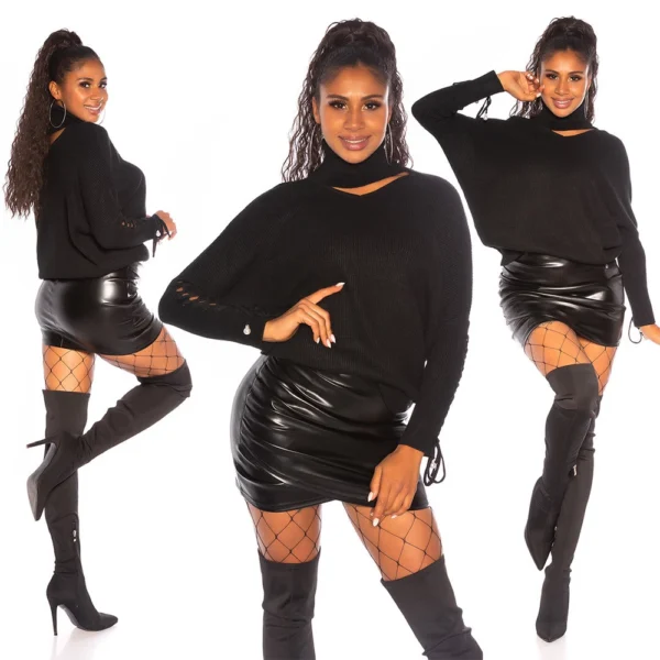 Knit top ladies loose high neck - Image 3