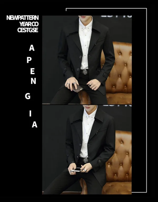 Slim-fit men's mid-length lapel jacket - Image 12