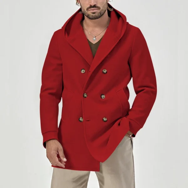 Men's trench coat long lapel hood casual trench coat - Image 8