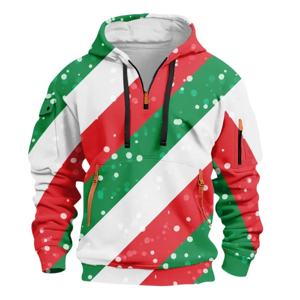 Men's Printed Sweatshirt Hoodie Zipper Arm Pocket Cardigan Men's Sports Large - Image 20