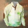 Knit Printed 3 Button - Corduroy Men's Standing Collar Pocket Sweatshirt - Image 16
